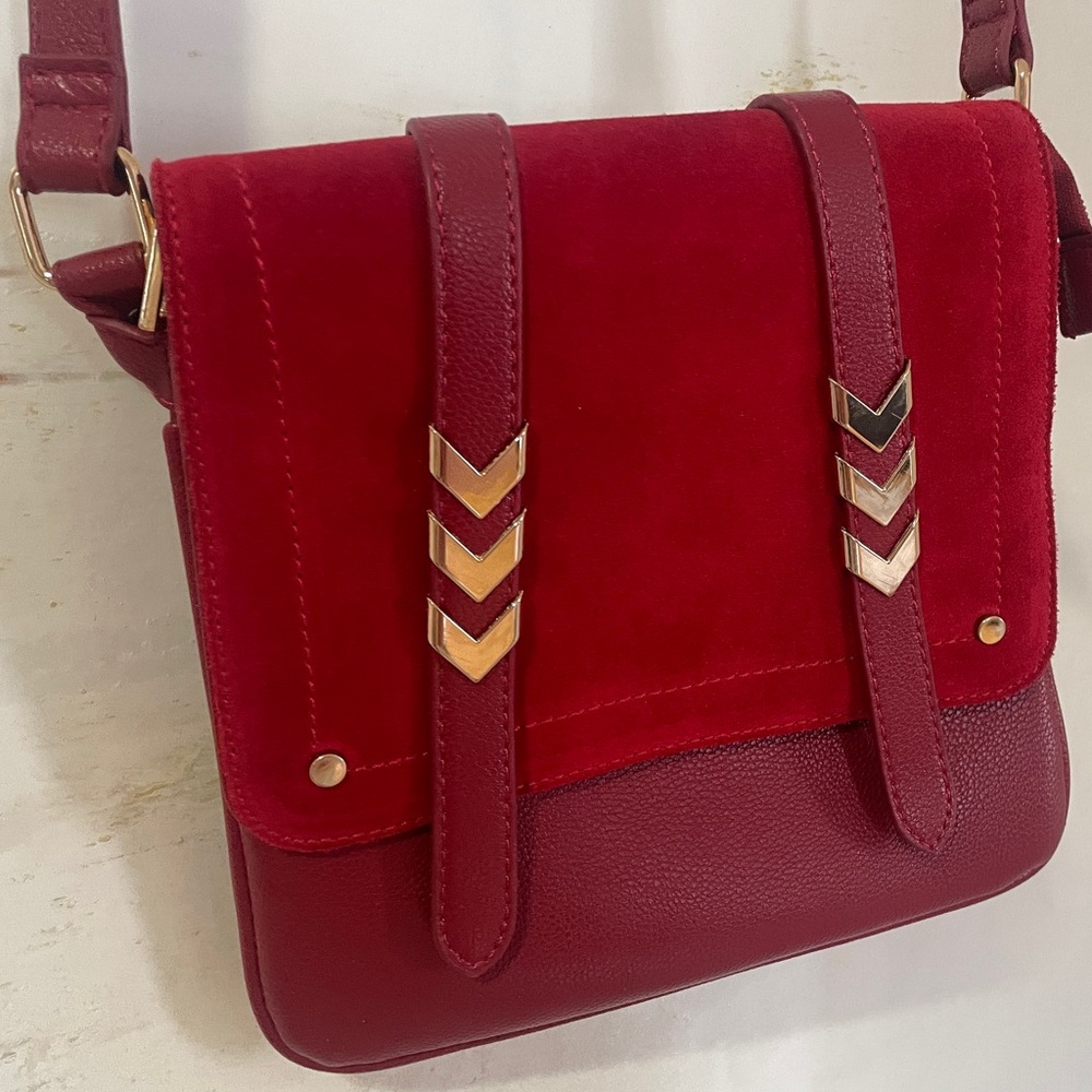 Faux Leather Red Arrow Crossbody Purse